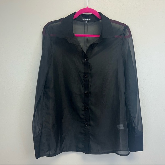 Fashion Nova M Black Sheer Blouse NWT Goth Whimsy Ethereal Vampire Sexy Grunge - Picture 11 of 11